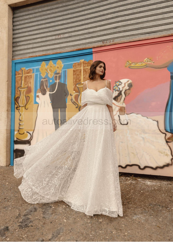 Two Piece Ivory Lace Satin Charming Wedding Dress